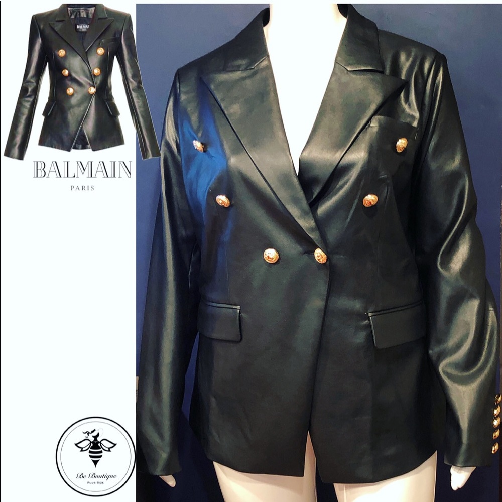 Plus Size Leather Blazer